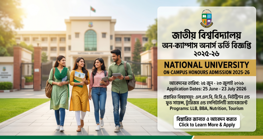 National University 1st Year Admission Apply Circular 2025-26 Published